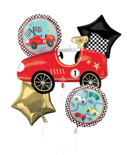 Race Car, 5pc Balloon Bouquet