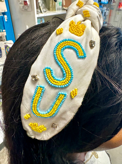 SU White Jag Headband