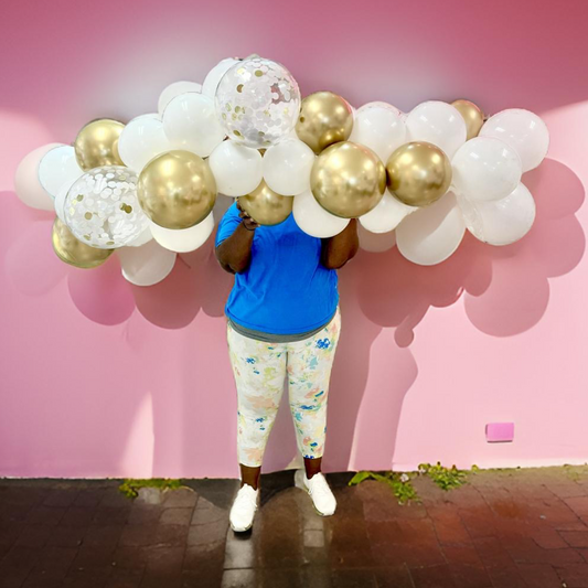White & Gold Confetti BALLOON GARLAND(TO GO NO INSTALL)