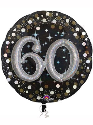 Sparkling 3-D 60th Birthday Balloon