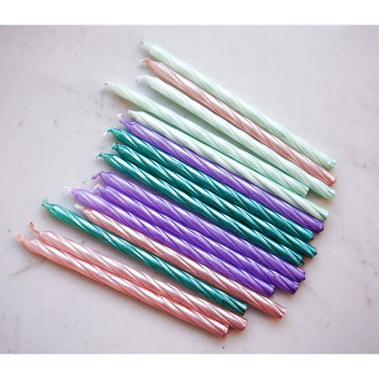 Tall Purple/Teal Spiral 16 Candle Set