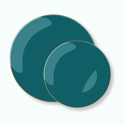 Teal• Gold Plastic Plates | 10 Pack