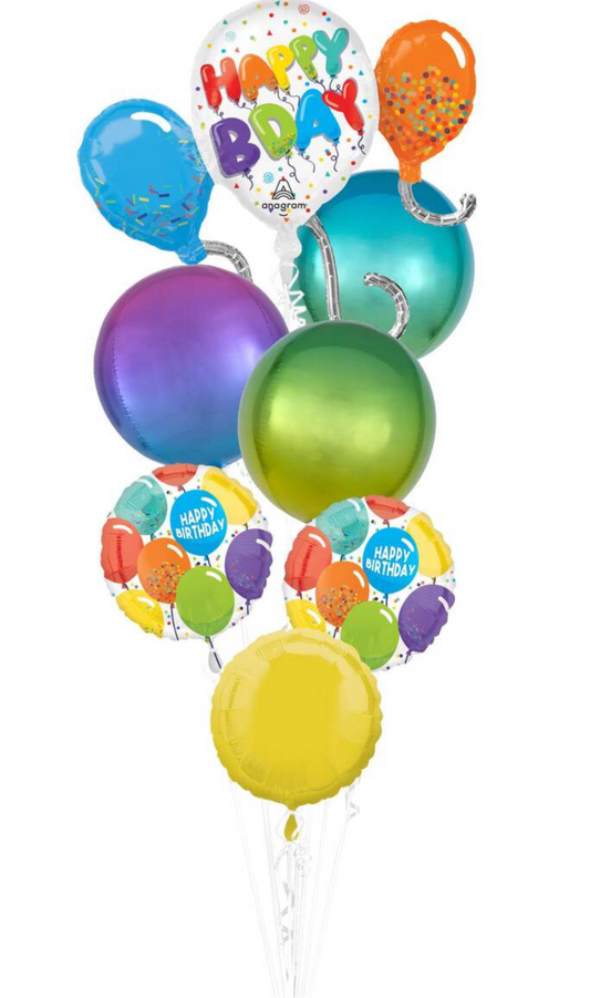 Premium Happy Birthday Balloon Bash Bouquet, 7pc
