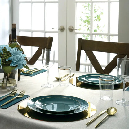 Teal• Gold Plastic Plates | 10 Pack