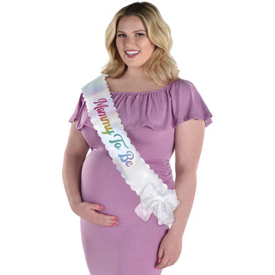 Scalloped Edge Rainbow Mommy To Be Sash