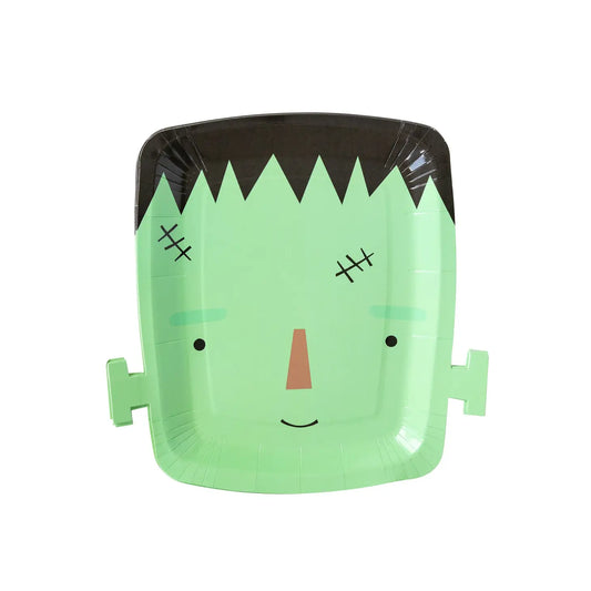 Frank & Mummy Frankenstein Shaped 10" Paper Plate (8 Count)