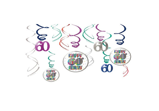 Here's to 60 Swirl Decorations | 12pcs