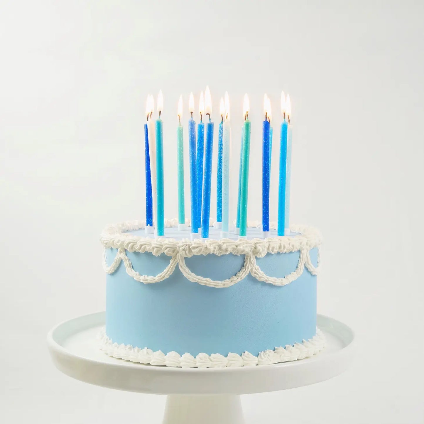 Tall Blue Gradient Glitter 16 Candle Set