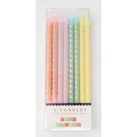 Tall Pastel Metallic Patterned 16 Candle Set