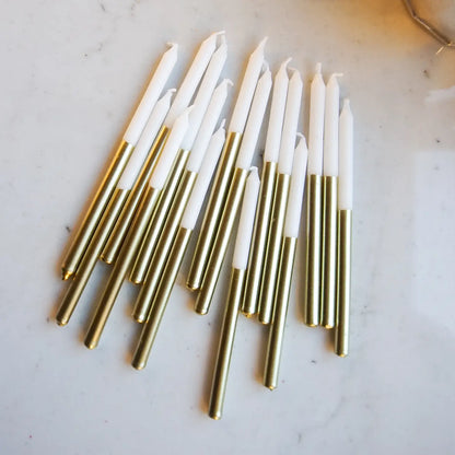 Tall Gold Metallic Dip 16 Candle Set