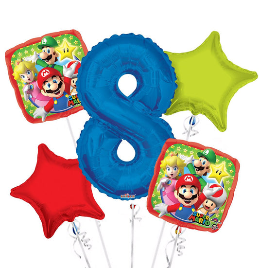 Mario Brother Bouquet 5pc W/ Number
