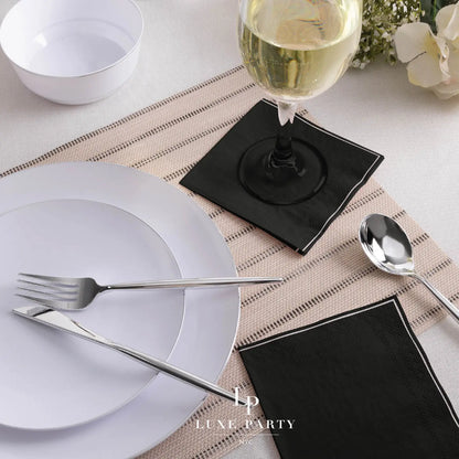 Black and Silver Cocktail Napkins