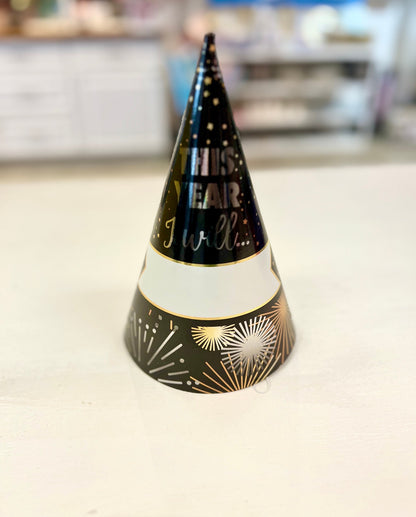Happy New Year Cardstock Party Hats, 9in 6 pack