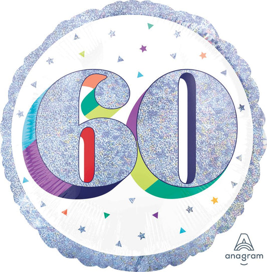 Holographic Iridescent  60th Balloon