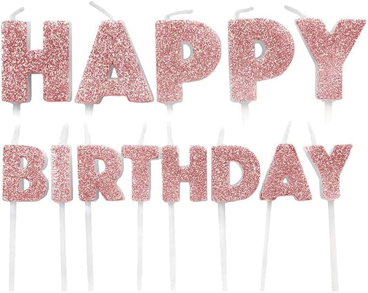 Rose Gold Birthday Pick Candles  13pc