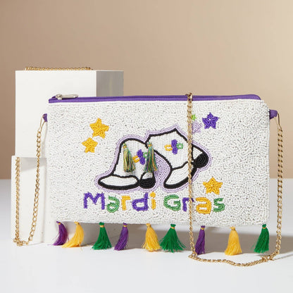 Mardi Gras Boots Beaded Clutch Bag