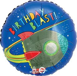 Happy Birthday Blast Off Birthday, 18" Balloon