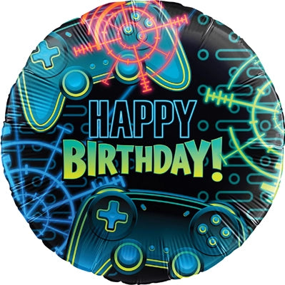 Happy Birthday Game On Gamer, 18" Balloon