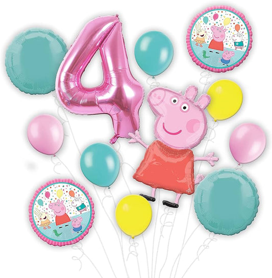 Peppa Pig Balloon Bouquet 11pc W/ Number