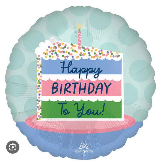 Happy Birthday Cake, 18" Balloon