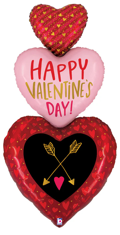 5ft Tall Valentine Staked Hearts Balloon