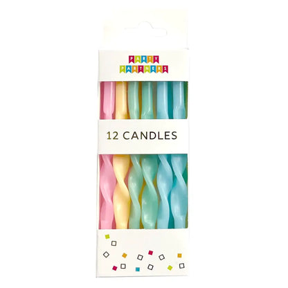 Twisted Pastel Rainbow 12 Candle Set