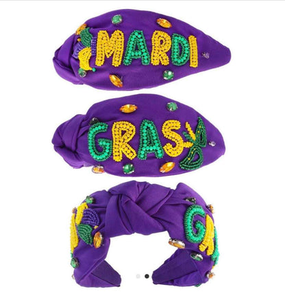 Mardi Gras Purple Beaded Headband