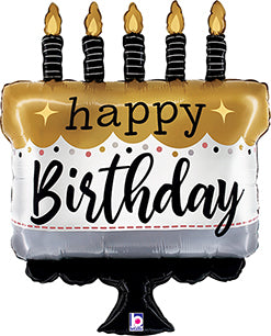 Birthday Satin Metallic Cake Balloon, 28"*