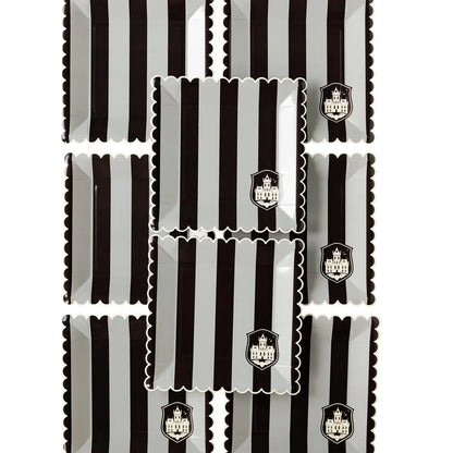 Party More Tonal Black Stripe Paper Plate