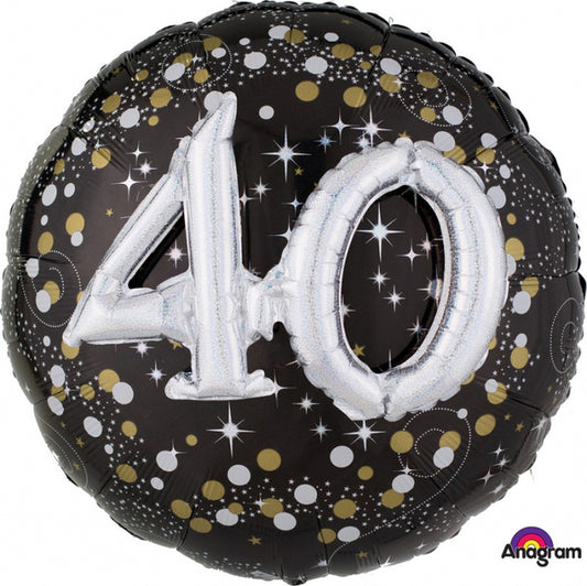 Sparkling 3-D 40th Birthday, 27"  Balloon