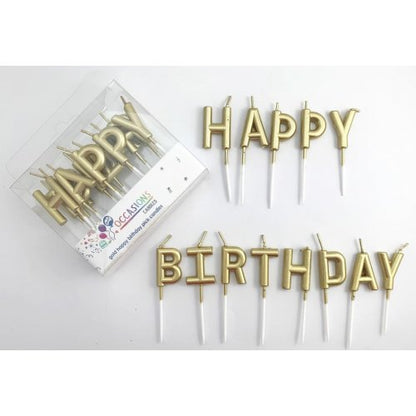 Gold Birthday Pick Candles - Assorted 13pc