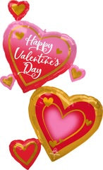 Pink & Gold Valentines Hearts