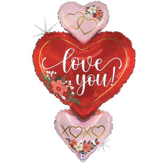 Floral Holographic Love You Balloon