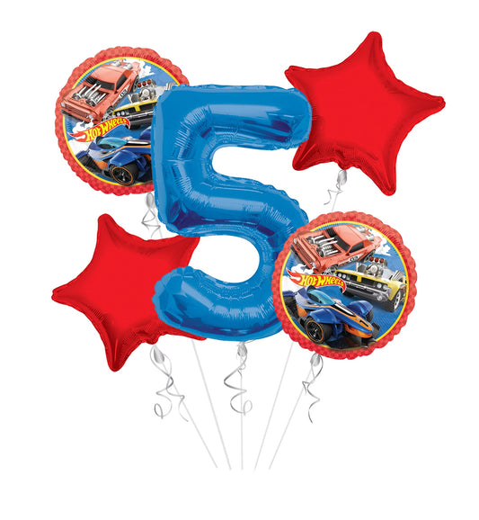 Hot Wheels Bouquet with Big Number Balloon, 5pc