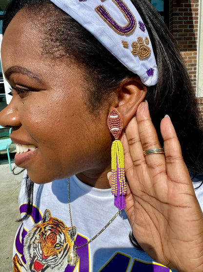 LSU Football Tassel Earrings