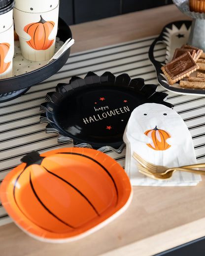 Boo Crew Watercolor Pumpkin Shaped Plate