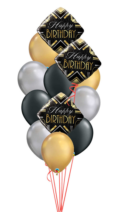 Happy Birthday Art Deco (12pc) Balloon Bouquet*