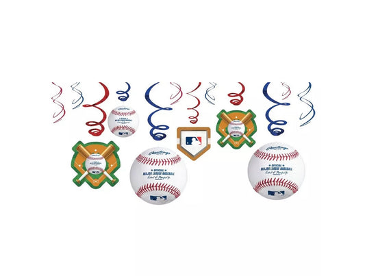 MLB Baseball Swirl Decorations, 12ct