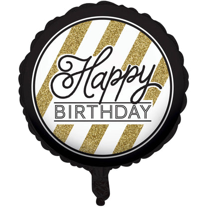Black and Gold Happy Birthday Mylar, 18" Balloon*