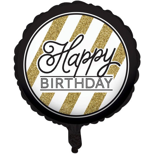 Black and Gold Happy Birthday Mylar, 18" Balloon*