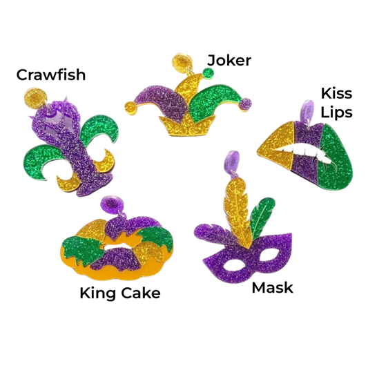 Mardi Gras Acrlic High Gloss Earrings