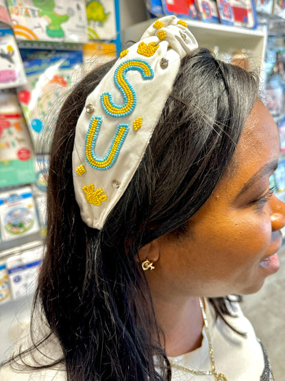SU White Jag Headband