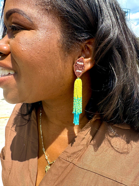 SU Go Jag Tassel Football Earring