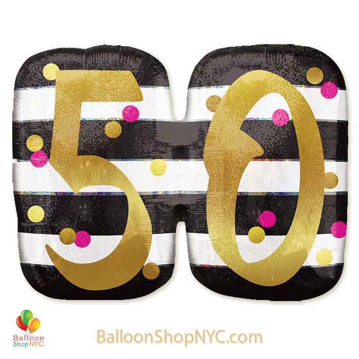 Pink & Gold 50th Birthday Balloon