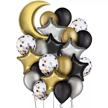 Moon & Stars Foil & Latex Balloon Bouquet, 22pc