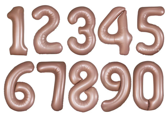 Satin Rose Gold Number Balloons, 34"