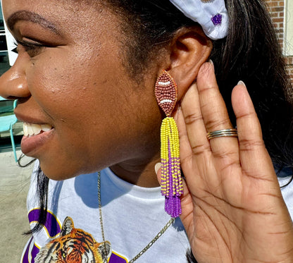 LSU Football Tassel Earrings