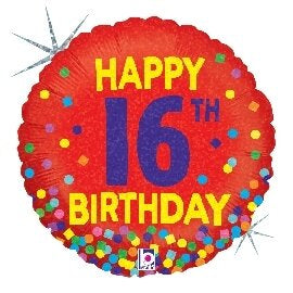 16th Birthday Glitter Balloon