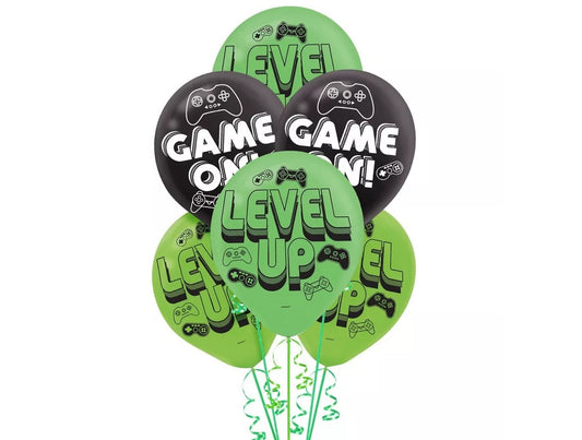 Level Up Latex Balloons, 6 Count (12in Latex Balloons) - Inflation Included