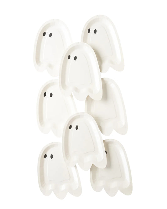 HEY PUMPKIN GHOST SHAPED PAPER PLATE